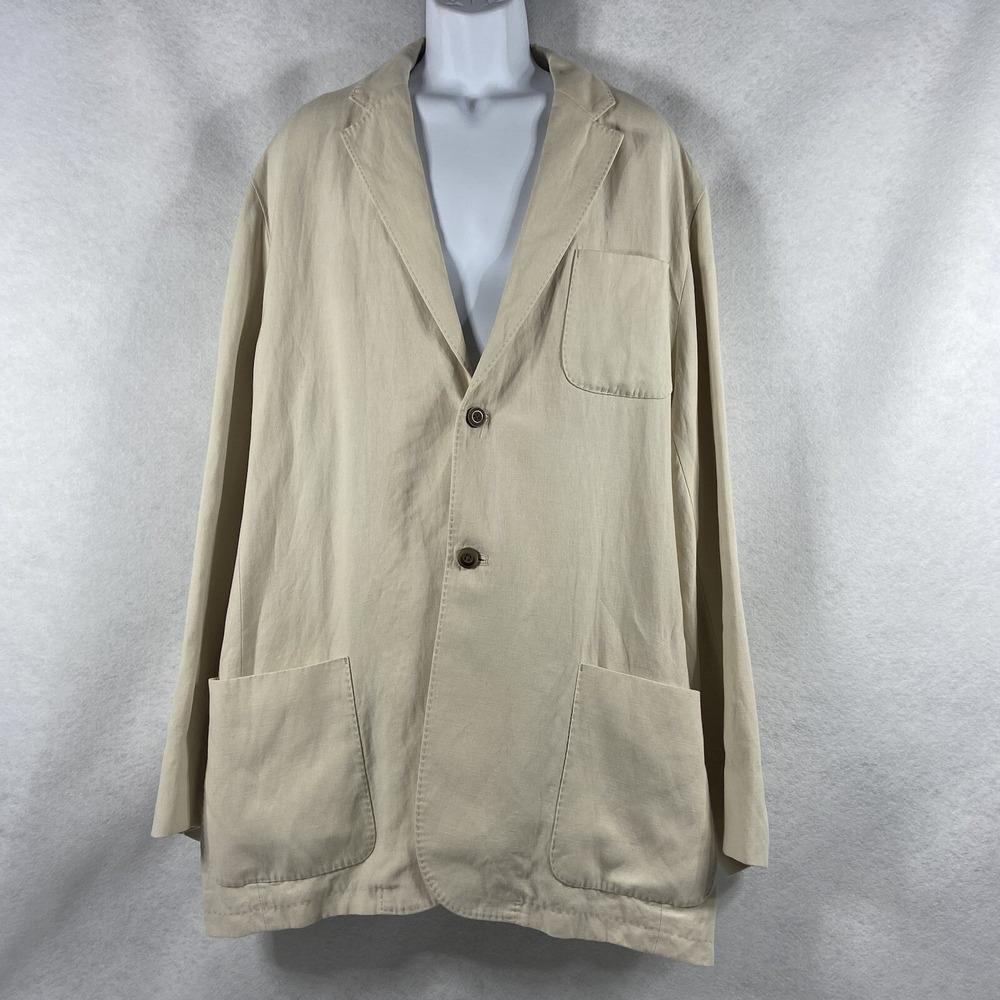 Tommy Bahama Born Air Jacket Men 2XL Beige Blazer Sport Coat Linen Silk New $325